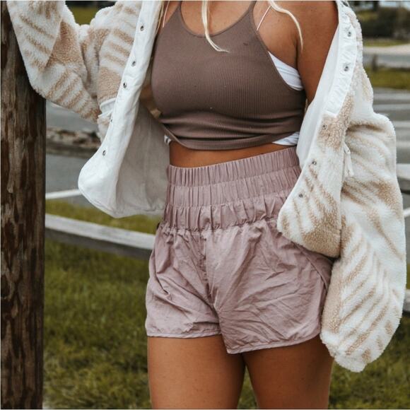 Free People Movement The Way Home Moonlight Mauve High Rise Running Shorts L - Picture 4 of 9